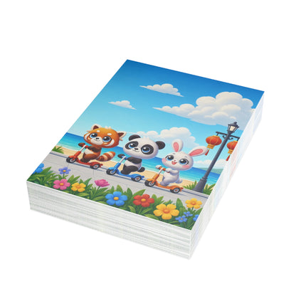 🐉🛴 The Dragon Day At The Seaside Greeting Card – Whimsical Animal Adventure