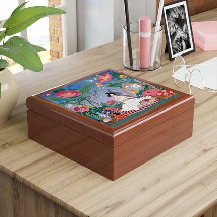 🌙🌺 The Lady Of The Midnight Garden Jewelry Box – Art Deco Floral Reverie