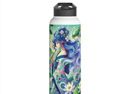 Fairy of the Koi Pond Stainless Steel Water Bottle, Standard Lid
