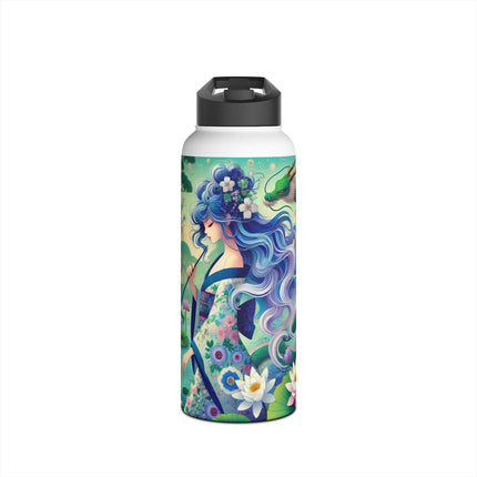 Fairy of the Koi Pond Stainless Steel Water Bottle, Standard Lid
