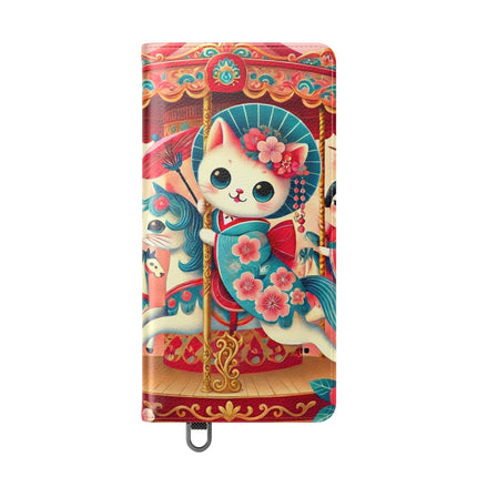 🎠🌸 Geisha Kitten's Enchanted Carousel Flip Case – Whimsical Dreams & Cherry Blossom Magic