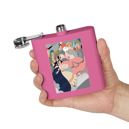 Celestial Masquerade Stainless Steel Flask – Theatrical Elegance & Floating Whimsy