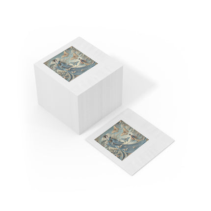 Butterfly Empress White Coined Napkins – Graceful Butterflies & Timeless Elegance