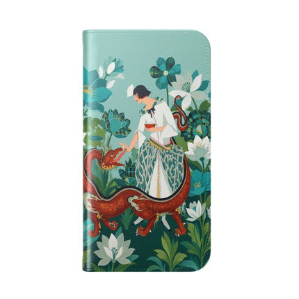 🐉🌿 The Dragon Keeper Flip Case – Art Deco Floral Fantasy
