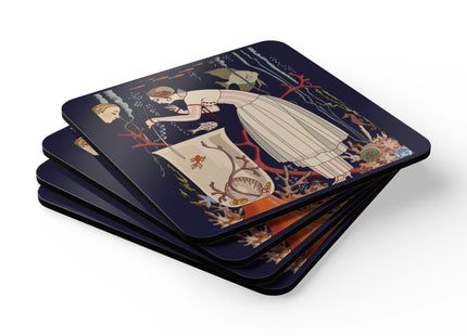 The Dazzling Little Fish by George Barbier Corkwood Coaster Set
