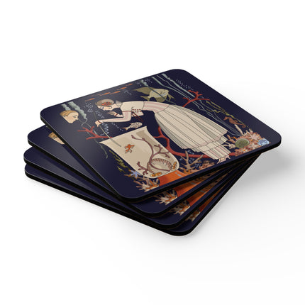 The Dazzling Little Fish by George Barbier Corkwood Coaster Set