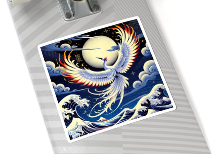 Majestic White Crane Die Kiss Cut Stickers (4 Sizes)