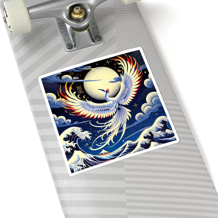 Majestic White Crane Die Kiss Cut Stickers (4 Sizes)