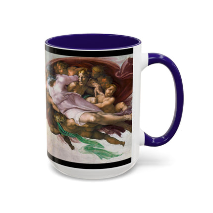 The Creation of Adam by Michelangelo Buonarroti Colorful Mugs (11oz, 15oz)