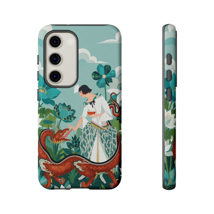 🐉🌿 The Dragon Keeper Phone Case – Art Deco Floral Fantasy