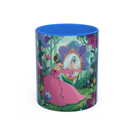 The Lady Of The Enchanted Mirror Colorful Mugs – Art Deco Botanical Elegance