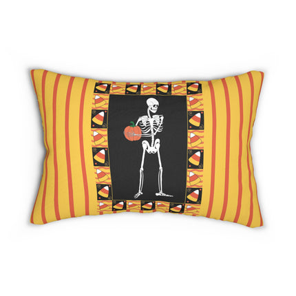 Candy Corn Skeleton Spun Polyester Lumbar Pillow