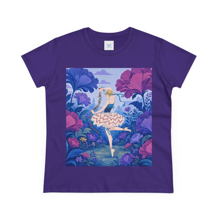 🌸🩰 The Enchanted Garden Ballet Cotton Tee – Art Deco Floral Whimsy