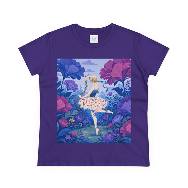 🌸🩰 The Enchanted Garden Ballet Cotton Tee – Art Deco Floral Whimsy