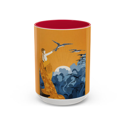 Falcon Mistress Colorful Mugs – Art Deco Majesty & Mythic Freedom