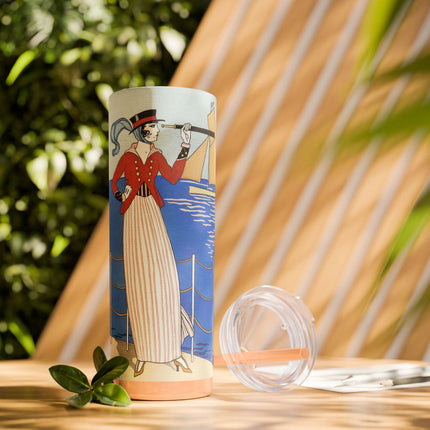 Costume de Yacht by George Barbier Skinny Tumbler with Straw, 20oz