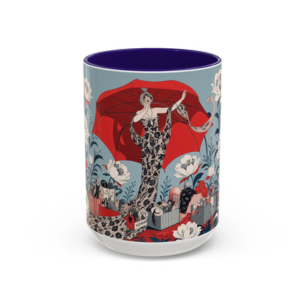 ❤️🌺 The Scarlet Parasol Spectacle Colorful Mug – Art Deco Fashion Elegance