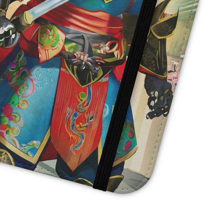 🦁🦊⚔️ Cyberpunk Lion Samurai Flip Case – Futuristic Honor & Kitsune Spirit