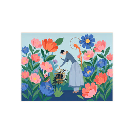 🦜🌺 The Lady Of The Garden Aviary Ceramic Tile – Art Deco Floral Whimsy