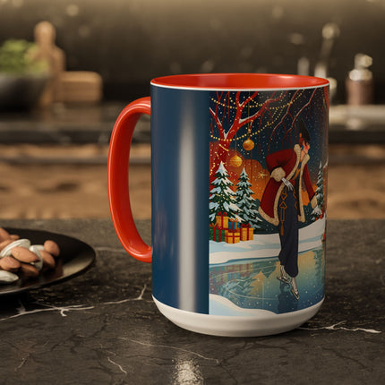 ⛸️🎄 The Christmas Skating Pavilion Colorful Mug – Art Deco Holiday Fantasy