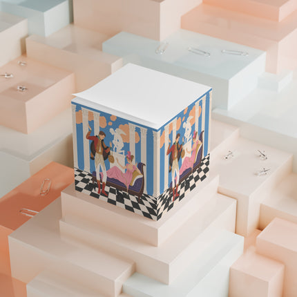 🦜🌺 The Parrot Dancer Note Cube – Art Deco Tropical Whimsy