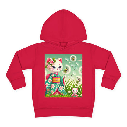 Geisha Kitten and the Dandelion Wish Toddler Pullover Fleece Hoodie