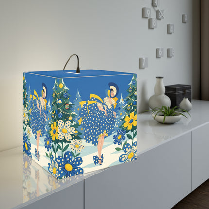 💙🌼 The Bluebell Christmas Promenade Light Cube Lamp – Art Deco Holiday Fantasy