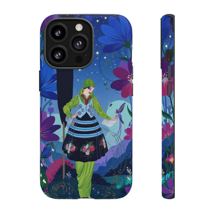 🌸🐦 The Lady Of The Midnight Bird Garden Phone Case – Art Deco Floral Fantasy