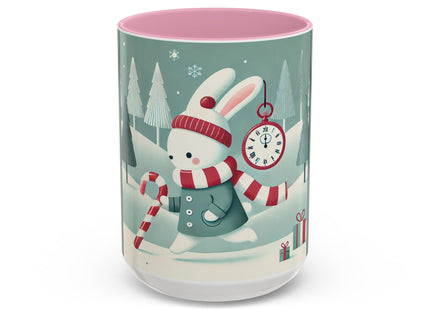 Candy Cane Timekeeper Bunny Colorful Mugs (11oz, 15oz)