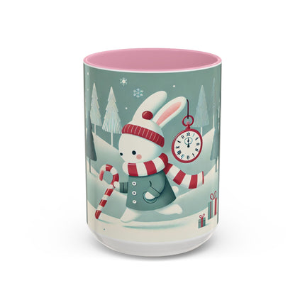 Candy Cane Timekeeper Bunny Colorful Mugs (11oz, 15oz)