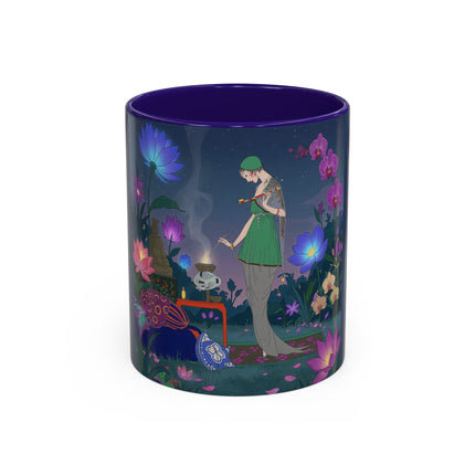 Moonlit Incense Ceremony Colorful Mugs – Art Deco Meditation Garden