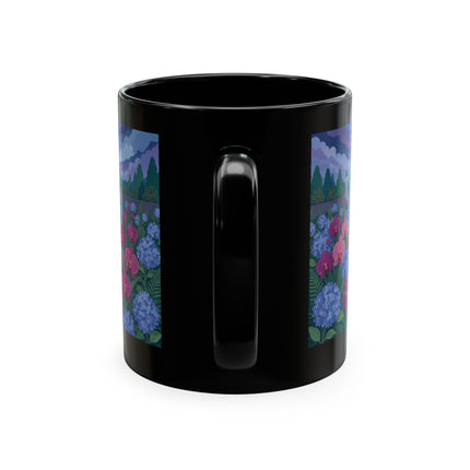 🦚🌸 The Lady & The Peacock On The Garden Steps Ceramic Mug – Art Deco Garden Elegance