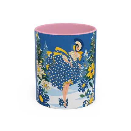 💙🌼 The Bluebell Christmas Promenade Colorful Mug – Art Deco Holiday Fantasy