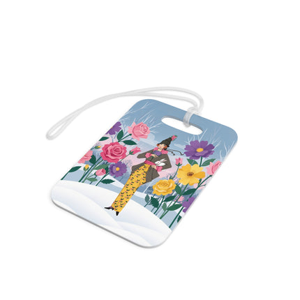 🐇🌸 The Lady With The White Rabbit Luggage Tag – Art Deco Floral Whimsy