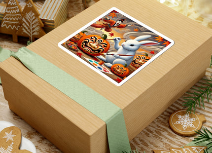 Halloween Rabbit’s Kabuki Jack-o’-Lanterns Kiss-Cut Stickers (3 Sizes)