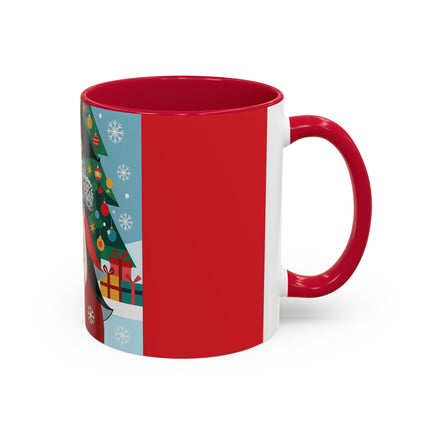 ❤️ The Lady Of The Crimson Scarf Colorful Mug – Art Deco Christmas Elegance