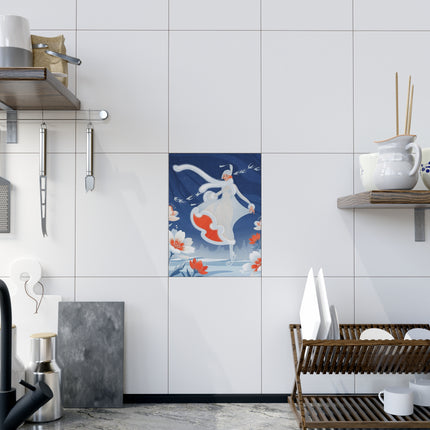 ❄️⛸️ The Winter Ice Dancer Ceramic Tile – Art Deco Winter Elegance