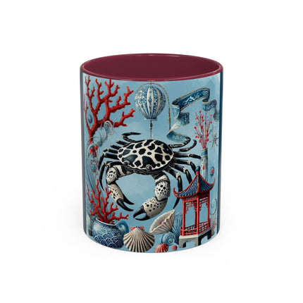 Spotted Crab & Pagoda Colorful Mug – Mystical Ocean & Asian Harmony