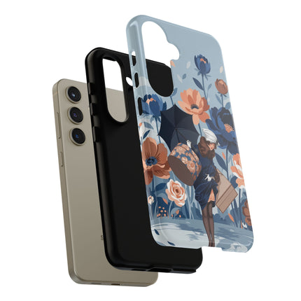 ☂️🌺 The Lady Of The Traveling Garden Phone Case – Art Deco Floral Adventure