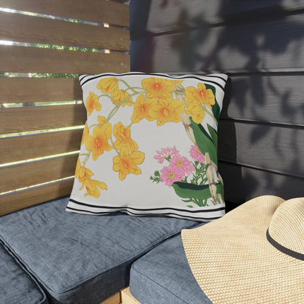 Golden Bow Orchid by Tanigami Kônan Outdoor Pillows