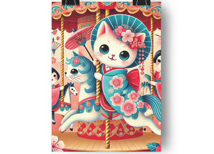 Geisha Kitten's Enchanted Carousel Giclée Art Print