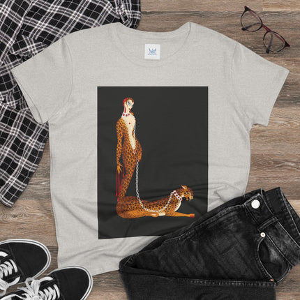 Leopard Queen Women's Midweight Cotton Tee – Exotic Glamour & Timeless Elegance