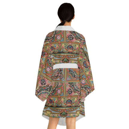 L'Ornement Polychrome by Albert Racine Long Sleeve Kimono Robe (AOP)