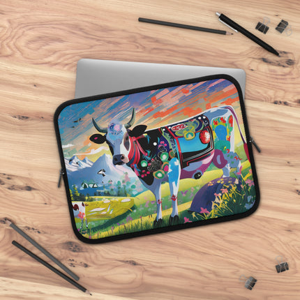 Cyber Glitch Cow Laptop Sleeve