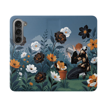 🌹💧 The Midnight Garden Keeper Flip Case – Art Deco Floral Fantasy