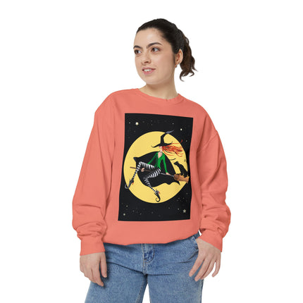 A Witch’s Moonlit Flight Unisex Garment-Dyed Sweatshirt