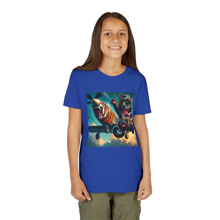 Parachuting Cat Commando Youth Short Sleeve Tee