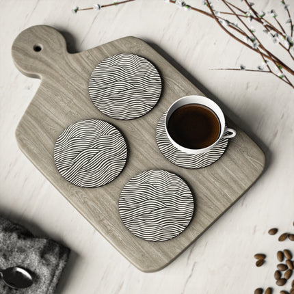 Wave Pattern on White Coasters