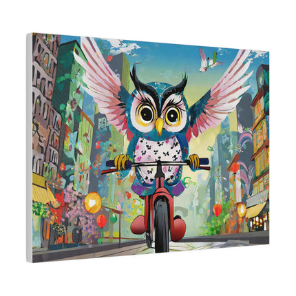 Cycling Owl Matte Canvas, Stretched, 0.75"
