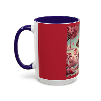 Whimsical Geisha Kitten in a Valentine Garden Colorful Mugs (11oz, 15oz)
